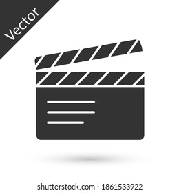 Grey Movie clapper icon isolated on white background. Film clapper board. Clapperboard sign. Cinema production or media industry. Vector.