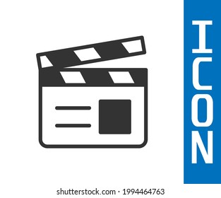 Grey Movie clapper icon isolated on white background. Film clapper board. Clapperboard sign. Cinema production or media industry.  Vector