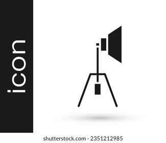 Grey Movie spotlight icon isolated on white background. Light Effect. Scene, Studio, Show.  Vector Illustration