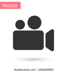 Grey Movie or Video camera icon isolated on white background. Cinema camera icon. Vector Illustration