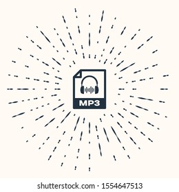Archivo MP3 gris. Descargar icono del botón mp3 aislado en fondo beige. Signo de formato de música Mp3. Símbolo de archivo MP3. Puntos aleatorios del círculo abstracto. Ilustración vectorial