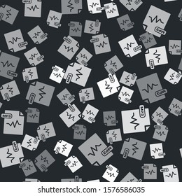 Grey MP3 file document. Download mp3 button icon isolated seamless pattern on black background. Mp3 music format sign. MP3 file symbol.  Vector Illustration