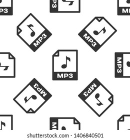 Grey MP3 file document icon. Download mp3 button icon isolated seamless pattern on white background. Mp3 music format sign. MP3 file symbol. Vector Illustration