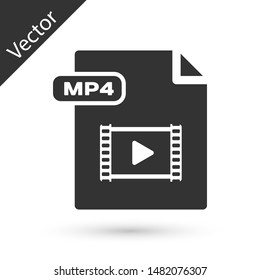 Grey MP4 file document. Download mp4 button icon isolated on white background. MP4 file symbol.  Vector Illustration