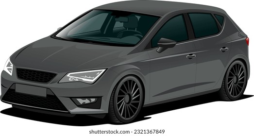 graso mpv minivan hatchback citycar style de coche ruedas laterales delanteras ilustración vectorial