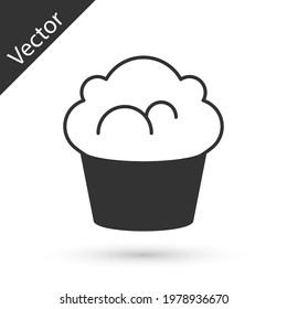 Grey Muffin icon isolated on white background.  Vector