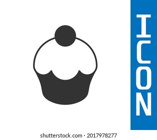 Grey Muffin icon isolated on white background.  Vector