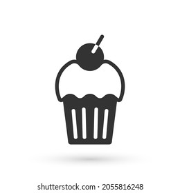 Grey Muffin icon isolated on white background.  Vector