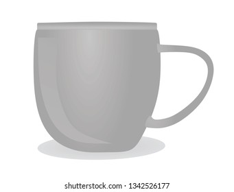 Grey mug. vector illustration
