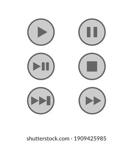 Grey Multimedia Control Icon, Button Set