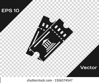 Grey Museum ticket icon isolated on transparent background. History museum ticket coupon event admit exhibition excursion.  Vector Illustration