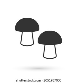 Grey Mushroom icon isolated on white background.  Vector