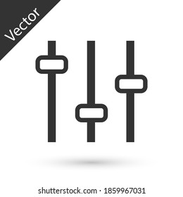 Gray Music Equalizer Symbol einzeln auf weißem Hintergrund. Schallwelle. Audio-Equalizer-Technologie, Konsolen-Panel, Pulsmusik. Vektorgrafik.