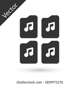 Grey Music File Document Icon Isolated On White Background. Waveform Audio File Format For Digital Audio Riff Files. Vector.