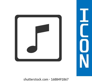Grey Music note, tone icon isolated on white background.  Vector Illustration