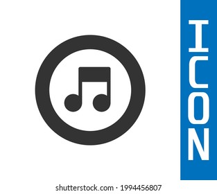 Grey Music note, tone icon isolated on white background.  Vector