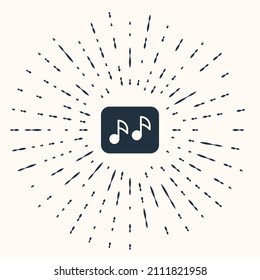 Grey Music note, tone icon isolated on beige background. Abstract circle random dots. Vector