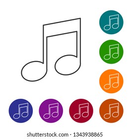 Grey Music note, tone line icon isolated on white background. Vector Illustration