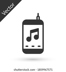Grey Music player icon isolated on white background. Portable music device. Vector.