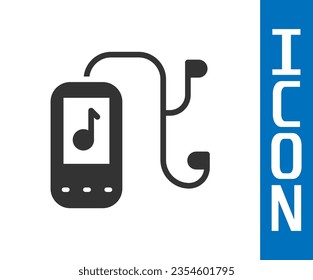 Grey Music player icon isolated on white background. Portable music device.  Vector Illustration