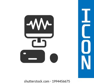 Grey Music sound recording studio control room with professional equipment icon isolated on white background.  Vector