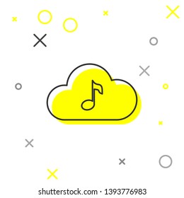 Grey Music streaming service line icon isolated on white background. Sound cloud computing, online media streaming, online song, audio wave. Vector Illustration