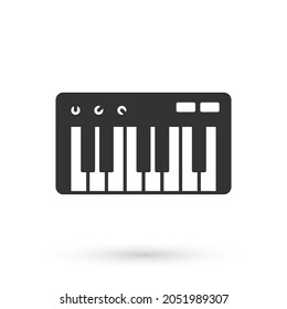 Grey Music synthesizer icon isolated on white background. Electronic piano.  Vector