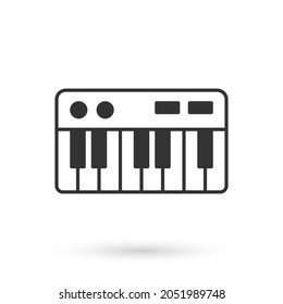 Grey Music synthesizer icon isolated on white background. Electronic piano.  Vector