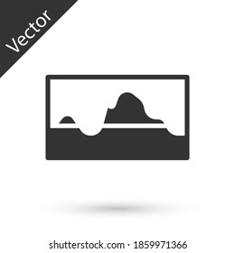 Icono de ecualizador de ondas de música gris aislado en fondo blanco. Ola sonora. Tecnología de ecualizador digital de audio, panel de consola, musical de pulso. Vector.
