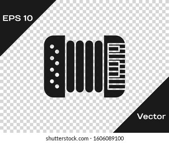 Grey Musical instrument accordion icon isolated on transparent background. Classical bayan, harmonic.  Vector Illustration