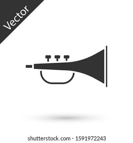 Grey Musical instrument trumpet icon isolated on white background.  Vector Illustration