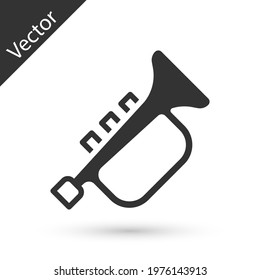 Grey Musical instrument trumpet icon isolated on white background.  Vector