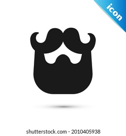 Grey Mustache and beard icon isolated on white background. Barbershop symbol. Facial hair style.  Vector