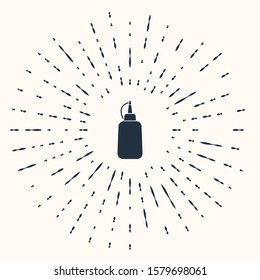 Grey Mustard bottle icon isolated on beige background. Abstract circle random dots. Vector Illustration