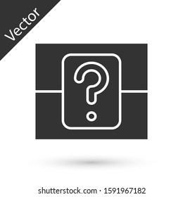 Grey Mystery box or random loot box for games icon isolated on white background. Question box.  Vector Illustration