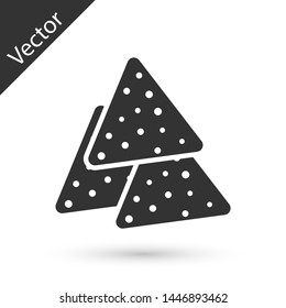 Grey Nachos icon isolated on white background. Tortilla chips or nachos tortillas. Traditional mexican fast food. Vector Illustration