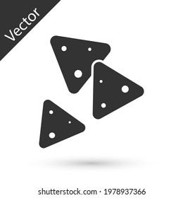 Grey Nachos icon isolated on white background. Tortilla chips or nachos tortillas. Traditional mexican fast food.  Vector