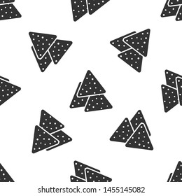 Grey Nachos icon isolated seamless pattern on white background. Tortilla chips or nachos tortillas. Traditional mexican fast food. Vector Illustration