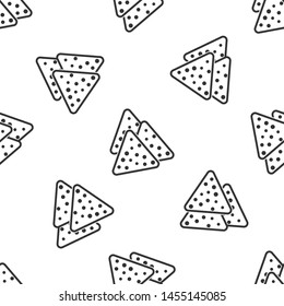 Grey Nachos icon isolated seamless pattern on white background. Tortilla chips or nachos tortillas. Traditional mexican fast food. Vector Illustration