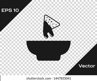 Grey Nachos in plate icon isolated on transparent background. Tortilla chips or nachos tortillas. Traditional mexican fast food. Vector Illustration