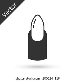 Grey Nail manicure icon isolated on white background.  Vector