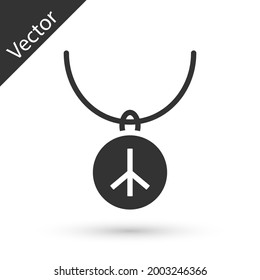 Grey Necklace with peace symbol icon isolated on white background. Hippie symbol of peace.  Vector