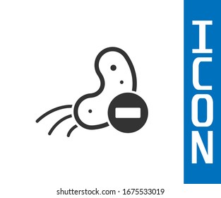 Grey Negative virus icon isolated on white background. Corona virus 2019-nCoV. Bacteria and germs, cell cancer, microbe, fungi.  Vector Illustration