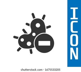 Grey Negative virus icon isolated on white background. Corona virus 2019-nCoV. Bacteria and germs, cell cancer, microbe, fungi.  Vector Illustration