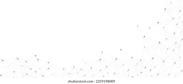 Grey network. Abstract connection on white background. Network technology background with dots and lines for desktop. Ai system background. Modern abstract concept. Line background, network technology