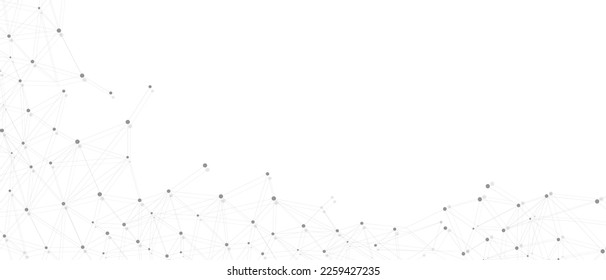 Red gris. Conexión abstracta sobre fondo blanco. Fondo de tecnología de red con puntos y líneas para escritorio. Fondo del sistema Ai. Concepto abstracto moderno. Fondo de línea, tecnología de red