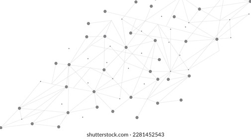Grey network. Abstract connection on white background. Gray network technology background with dots and lines for desktop. Ai system background. Abstract concept. Line background, network technology