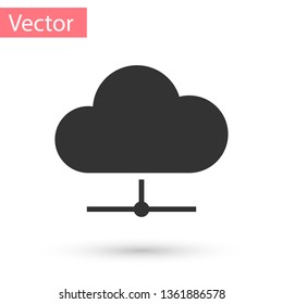 Grey Network cloud connection icon isolated on white background. Social technology. Cloud computing concept. Vector Illustration