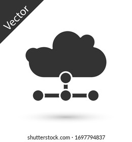 Grey Network cloud connection icon isolated on white background. Social technology. Cloud computing concept. Vector Illustration