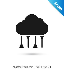 Grey Network cloud connection icon isolated on white background. Social technology. Cloud computing concept.  Vector Illustration